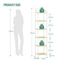HaluPeit Shelf, Bookcase, Freestanding Shelf, Narrow Shelf With 6 Shelves, Narrow Office Shelf, Corner Shelf For Office, Living Room, Bedroom, Kitchen, 30 X 33 X 166 Cm - Golden Oak - View 8