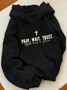 Letter Retro Retro English Back To School Season PRAY WAIT TRUST GOD HAS A PLAN Back To School Women Outfits Women's Casual Hoodies-Autumn/Winter New - 黑色 - 查看 8