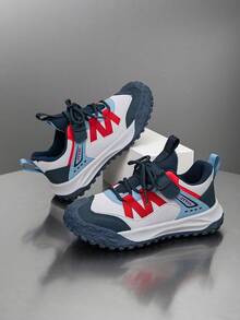 1 Pair Kids Shoes, Colorblock Design, Breathable & Comfortable, Versatile Outdoor Sports Shoes, Fashion Casual Sneakers, Unisex - Blue - View 6