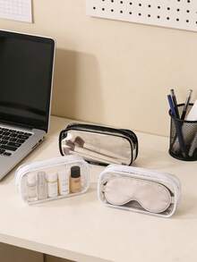 2 件装，便携透明化妆包，旅行化妆包，小型洗漱包，旅行化妆包，可收纳口红、梳子、洗漱用品、化妆刷和护肤品，化妆包，化妆袋，化妆品收纳袋，化妆品整理包，旅行必备，化妆包，化妆袋，化妆品收纳袋，包，刷子收纳袋，小包，女士礼物，旅行必备包，化妆品收纳盒，送朋友的礼物，生日礼物 - 彩色 - 查看 2