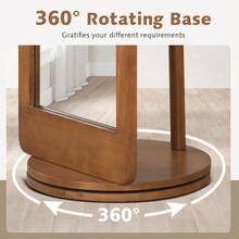 GOFLAME 2-In-1 Freestanding Dressing Full Body Mirror Coat Rack With 360° Rotating Base - Brown - View 6