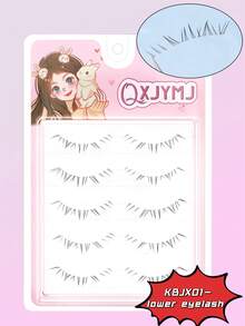 5 Pairs Cartoon KBJX-01 Lower Lashes - 10 Rows Nine-Tailed Rabbit Lashes, Fine Stems, Transparent & Soft Stems, Comfortable To Wear, Fairy Cartoon Style Transparent Band False Eyelashes - Spiky Manga Lashes - View 8