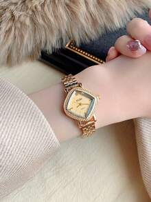 1pc Gold Retro Women's Quartz Watch With Fashionable Artistic Design Suitable For Daily Wear Birthday/Graduation Gifts Casual Gatherings - Gold - View 3
