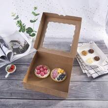 Cajas para galletas, Cajas grandes para tartas, con ventana de PVC, Caja desechable natural para galletas, Paquete - Negro - Ver 7