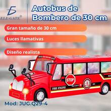 Ele Gate Autobus de Bombero Grande JUG.Q29-4 con Luces Llamativas para Niños de 30 cm de Largo - Multicolor - Ver 1