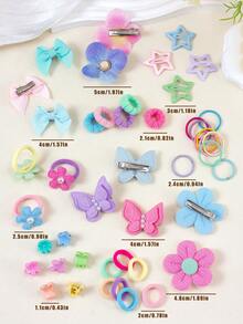 10/100/822pcs Candy-Colored Cute Girl Hair Accessories Set, Including Pearl Butterfly Hair Clips, Fabric Flower Hair Clips, Imitation Orchid Side Clips, Solid Color Bow Claw Clips, Five-Petal Flower Hair Scrunchies, Y2K Star BB Clips, Mini Claw Clips And Bubble Towel Elastic Hair Bands, Suitable For Girls' Daily, Party, And Outings, Essential For Sweet Dopamine Hairstyles - Multicolor - View 3