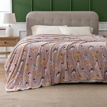 VelvetLoft Printed Flannel Blanket Soft Lightweight Cozy Throw With Cute Pups Pattern For Home Sofa Bed - Baby Pink - View 3