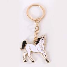 1个双面金属马钥匙扣，新年礼物，寓意财源滚滚，卡通马吊坠钥匙扣，汽车钥匙扣，男女通用，手提包挂饰，钥匙圈，DIY配件