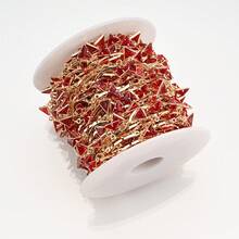 1 mètre de chaîne ornementale exquise à plusieurs couleurs, de forme triangulaire, en zirconium, plaquée cuivre et or. Accessoire de chaîne pour la création de bijoux, vêtements, chaussures et sacs - triangulaire - Voir 11