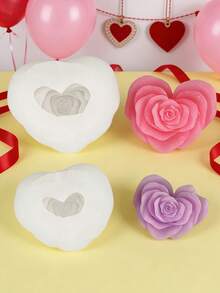 1个心形玫瑰香氛蜡烛硅胶模具 - 白色 - 查看 1