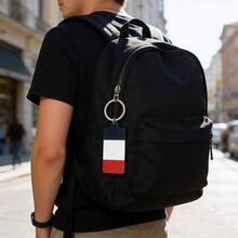 1pc Metal Double-Sided UV Printed French Flag Keychain, Fashion Accessory Bag Charm Key Ring, Suitable As Gift - Multicolor - View 6