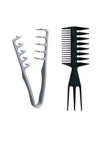 3pcs/Set Men's Salon Hairstyling Brush Set - Texture Oil Wide-Tooth Comb, Pompadour Texture Brush, Volumizing Double-Tooth Comb, Plastic Root Lifting Hair Clip Brush Combo