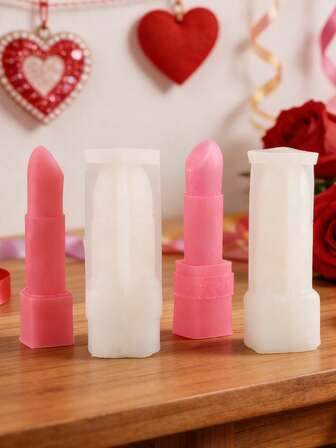 1 pieza Molde de silicona con forma realista de barra de labios, molde para hacer velas y ceras aromáticas DIY para el Día de San Valentín, molde para decoración del hogar con yeso o resina
