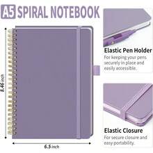 A5 Lined Notebook With Pen Holder, 140 Pages Hardcover Journal Women, To Do List Planner Work, Bible Study Meetings A5, Purple, No Pen - A5,紫色(無筆) - 查看 3