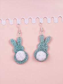 1 Pair Acrylic Cute Rabbit Fur Ball Tassel Dangle Earrings, Suitable For Women Everyday Wear And Easter - Rabbit Earrings - View 5