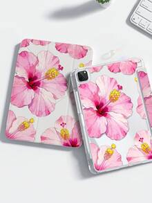 This Beautiful And Adorable Cartoon Pink Flower And Grass Double-Sided Acrylic Transparent Crystal Back Cover Is Shock-Resistant And Durable, Suitable For IPad 7th, 8th And 10th Generation (10.2 Inch). It Has A Built-In Pen Slot, Supports Sleep/Wake Function And Multiple Folding Stand Modes. It Is An Ideal Choice For Halloween And New Year Gifts. - Multicolor - View 2