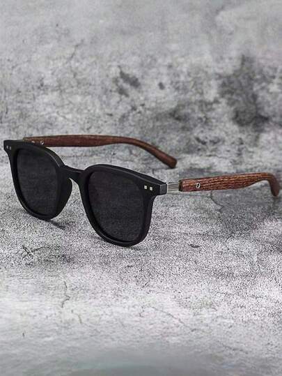 1副木纹铆钉时尚眼镜，男女通用眼镜