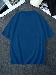 Y2K Anime Eye Print Oversized T-Shirt, Loose Fit, Premium Soft Fabric, Summer/Spring - Royal Blue - View 2