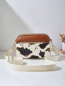 Fashionable New Cow Print Pattern Multi-Layer Crossbody Shoulder Bag For Women - Multicolor - View 4
