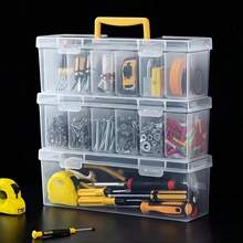7pcs (6 Small Boxes + 1 Large Box) Tool Parts Storage Box, Multi-Compartment Handheld Transparent Tool Storage Box, Home Screws, Wrenches, Hardware Parts Organizer Box, Toy Organizer, Portable Divided Storage Box - Multicolor - View 8