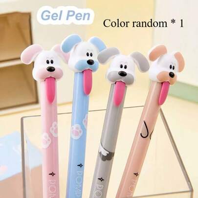 1pc Funny Dog Sticking Tongue Out Retractable Pen, Creative Design, Smooth Writing, Practical Office/School Supplies, Perfect Gift For Pet Lovers, Birthday Party