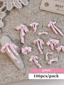 100pcs Butterfly Nail Art Decorations, Blue, White, Pink 3D Butterfly Nail Art Accessories, Cute DIY Nail Art Decor Techniques, Nail Art Crafts - Multicolor - View 6