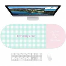 Checkered Pattern Desk Pad Protector, 35.5 X 13'' Aesthetic  Mat For Desktop, Waterproof PU Leathe Non-Slip Desk Writing Pad For Office And Home, Blue-Green Pink - Blue-greenPink - View 1