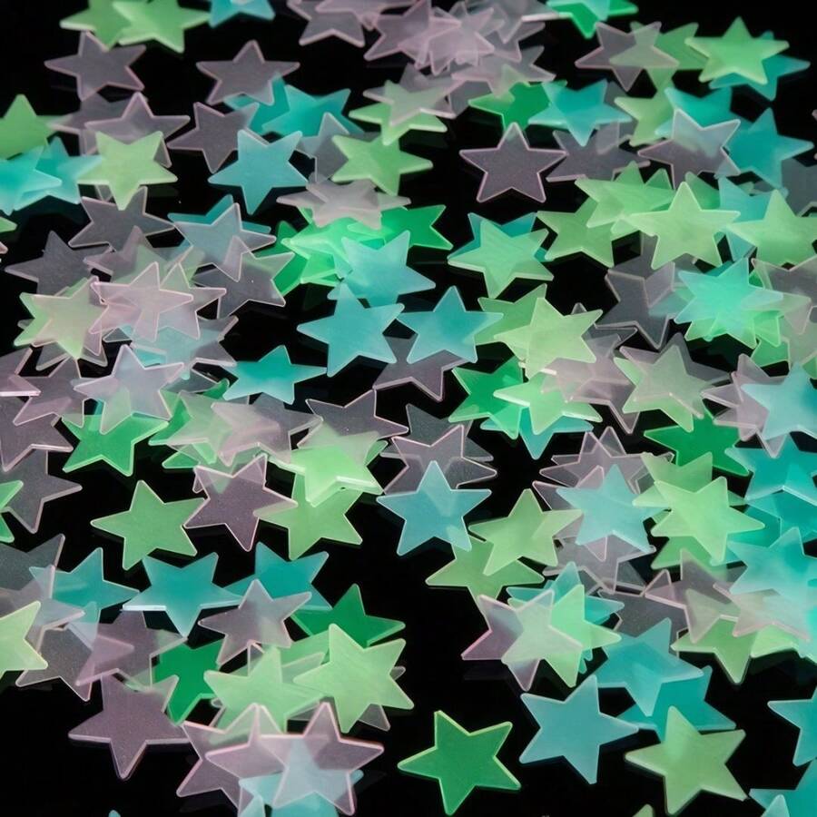 100 Glow In The Dark Star Stickers, Best Gift For Kids Bedroom, Bulk Fluorescent Decals For Wall Ceiling Night Sky Decor - 100 chiếc - Xem 1