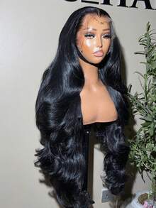 34Inch 13x4 HD Lace Body Wave Lace Front Wig Full Cuticle Wavy Lace Frontal Wig For Women 13x6 Full Edges Body Wave Lace Front Human Hair Wigs For Girls Makeup Body Wave Wig With Baby Hair Pre Plucked Pre Cut 5x5 HD Body Wave Lace Closure Wigs Human Hair For Women Headband Glueless Human Hair Wig Wear To Go Natural Black - Natural Black - 查看 6