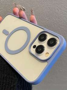 Transparent High-Grade Light Blue Framed Soft Gel Magnetic Charging Protective Case | Compatible, Shock-Proof, Ultra-Thin, Suitable For IPhone 17 Pro Max/16 Pro Max/13/15/15 Pro Max/17 Pro/14/11 Magnetic Phone Case, With Wireless Charging Function