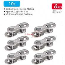 6 Pairs Bicycle Chain Quick Release Buckles, Compatible With 6/7/8/9/10/11/12 Speed Chain Connectors Master Links, Steel Electroplated Silver Mountain Bike Accessories - Multicolor - View 11