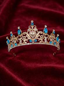 1pc Women's Wedding Headpiece And Crown, Crystal Queen Crown Silver Bridal Wedding Crown, Adult Princess Headdress For Birthday Party Dress