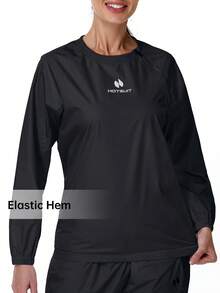 HOTSUIT 女士纯色半拉链套头运动外套，侧拉链设计 - 轻便桑拿上衣，适合健身房、健身和训练，情人节礼物 - 黑色 - 查看 3