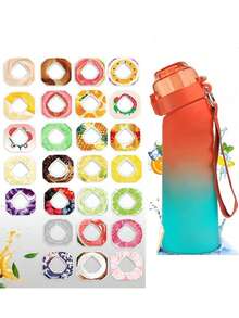1 Botol Air Ombre dengan 1 Kapsul Pewangi Acak, 0 Gula 0 Kalori, Gelas Air untuk Aktivitas Luar Ruangan - MultiWarna - View 8