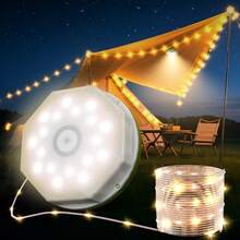 8m Fairy Lights - LED Camping Atmosphere Lights With 3 Modes (Flashing/Slow Flashing/Steady) And Main Light White Mode. Portable Camping Tent Atmosphere Light Strip, IP44 Lights, Suitable For Garden Decor, Indoor Decor, Christmas Decor - Warm White Light - View 3