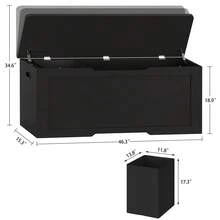Storage Chest, Toy Box With 2 Safety Hinges, Toy Chest For Bedroom, Storage Bench With Storage, Shoe Bench, Supports 300 Lb, For Living Room, Entryway - Black - View 3