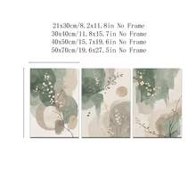 Japandi植物禅意墙画三件套，抽象水彩叶子海报，鼠尾草绿米色印花，极简主义花卉艺术，现代禅意装饰，家居装饰客厅，墙面装饰，无框 - 彩色 - 查看 10