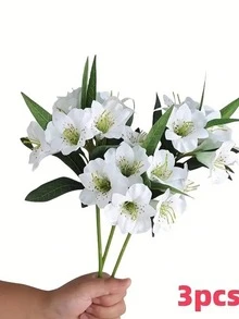3 piezas de flores de narciso artificial, tallos flexibles, opciones de color blanco, rojo y champán, adecuadas para Pascua, Día de la Madre, Acción de Gracias, Día de San Valentín, decoración de jarrones, decoración de la sala de estar, centro de mesa - Multicolor - Ver 12