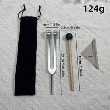 4件套铝制音叉，可选频率：128Hz、136.1Hz、432Hz、528Hz，标准音量，带收纳袋和工具，Frequency Devices 音叉套装（含收纳袋） - 彩色 - 查看 12