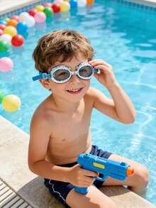儿童卡通彩色透明大框游泳镜，防雾游泳池沙滩冲浪水上护目镜/眼镜，男女通用 - 彩色 - 查看 11