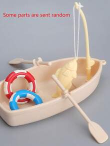 7pcs Realistic Mini Boat Fishing Rod Life Buoy Decor For Aquarium Landscape, Teenage Creative Toy, 1:12 DIY Miniature Accessories For Fish Tank, Random Color - Multicolor - View 2