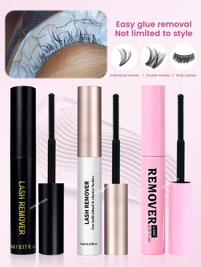 3pcs Eyelash Remover Liquid, Cluster False Eyelash Glue Remover, DIY Eyelash Remover, Gentle & Soothing Eye Makeup Cleansing Liquid For False Lashes