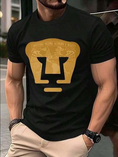 Camiseta para Hombre - LIGA MX - PUMAS UNAM Club de Fútbol, Texto, Camiseta Gráfica, 208% Algodón, Suave y Cómoda, Camiseta de Verano, a México, Camiseta de Manga Corta para Hombre con Patrón de Póster Creativo Impreso, Estilo Regular, Camiseta de Algodón Puro, Cuello Redondo, Tela Pura, Cómoda y Elástica, Adecuada para Todas las Estaciones, Adecuada para Regalos Diarios, Día Nacional y Fácil Control para Varias Ocasiones