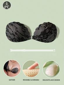1pc/2pcs/3pcs Lace Invisible Bra Lift Adhesive Silicone Nipple Cover, Front Closure Back Strap Design, Reusable, Suitable For Bikini And Strapless Evening Dress