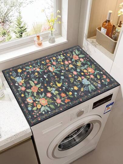 1pc Washing Machine Mat, Suitable For Top Load Washer And Dryer - Non-Slip, Absorbent, Quick Dry, Refrigerator Cover Mat - Decorative Kitchen Protective Pad