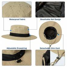 superiorEX  UV50 Sombrero impermeable para hombre, plegable para playa, senderismo, pesca - CaquiMG - Ver 4