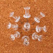 50/100pcs Assorted Push Pins, Plastic Thumb Tacks, Cork Board Office & School Supplies, Back To School, Home & Office Essentials - Transparent - View 5