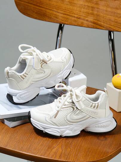 1 Pair Breathable Mesh Comfortable Baby Sports Shoes, Kids Fashion Versatile Lightweight Chunky Sneakers, Boys/Girls Soft Sole Non-Slip Casual Running Shoes, Toddler First Walker Shoes, Suitable For All Seasons, Outdoor, School, Back To School, Halloween, Christmas