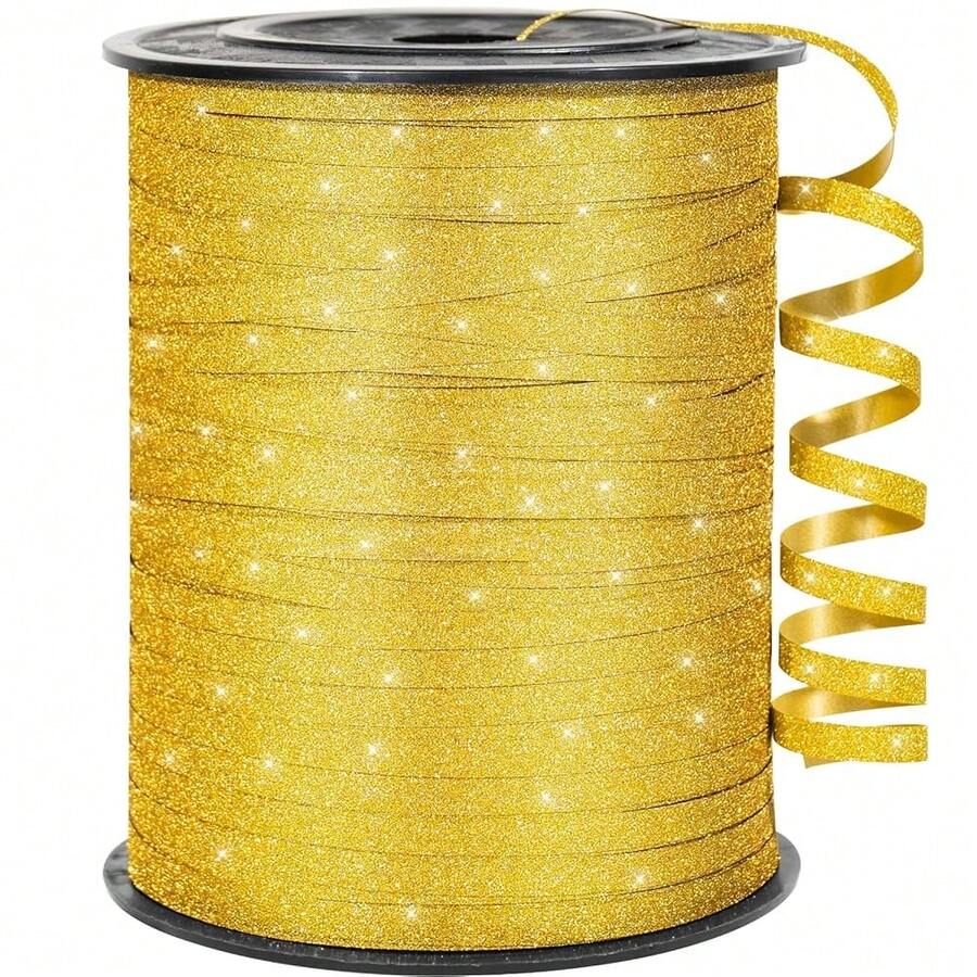 500 Yards Sparkle Gold Curling Ribbon For Gift Wrapping, 1/5 Inch Wide Balloon Ribbon String For Florist Flower, Crafts, Wreaths, Bows MaFKing, Birthday Party, Wedding - ShinyGold - View 1