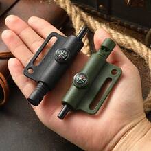 3-In-1 Multifunctional Magnesium Flint Fire Starter Rod With Compass & Whistle, Outdoor Survival Tool Kit, Suitable For Camping, Hiking, Adventure Enthusiasts - Multicolor - View 1